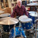Winder McConnell behind a drum set